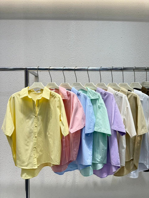 WANWAN Collar Down Short Sleeves Shirts